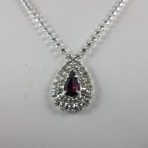 Amethyst and rhinestone tear drop necklace